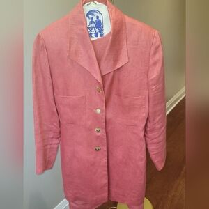 Matching Sunny Choi linen dress and suit jacket